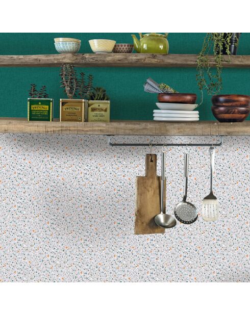Papier peint Vinyle Terrazzo Vert/Orange - 70x1005 cm