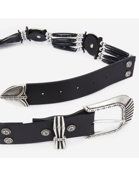 Ceinture en Cuir large noire