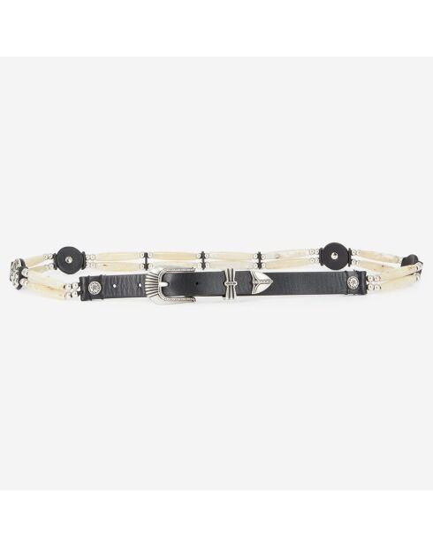 Ceinture fine en Cuir écrue