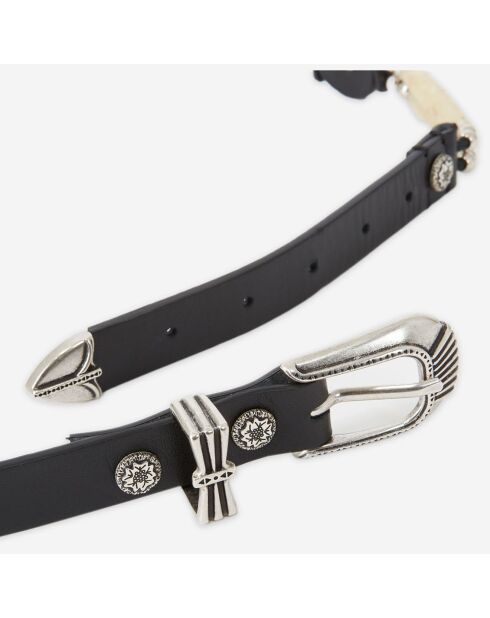 Ceinture fine en Cuir écrue