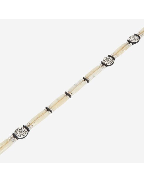 Ceinture fine en Cuir écrue