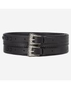 Ceinture large en Cuir avec double boucle noire