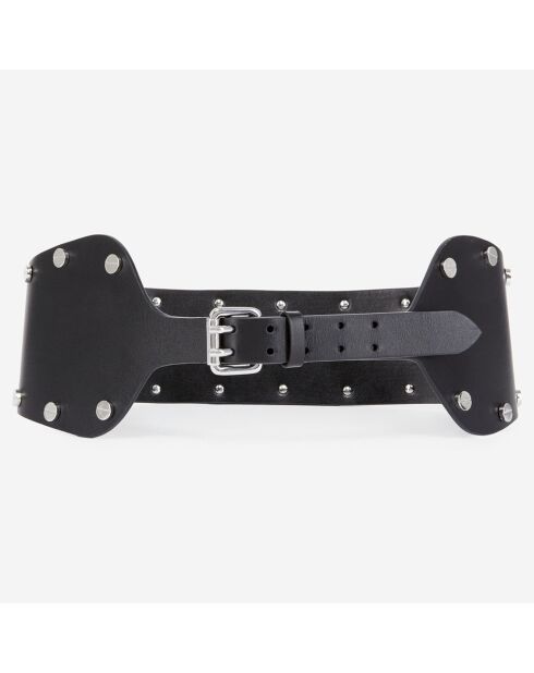 Ceinture large en Cuir avec clous noire