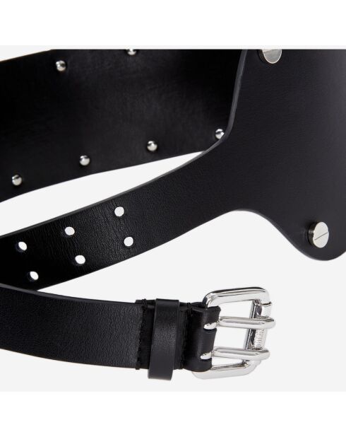 Ceinture large en Cuir avec clous noire