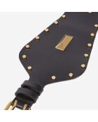 Ceinture large en Cuir avec clous et empiècements métalliques noire