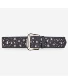 Ceinture large en Cuir avec étoiles noire
