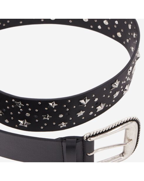 Ceinture large en Cuir avec étoiles noire