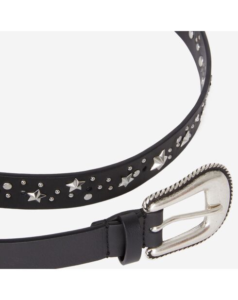 Ceinture en Cuir avec étoiles noire