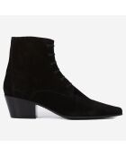 Bottines en Velours de Cuir à lacets noires