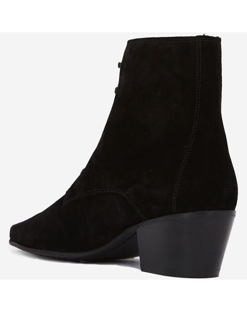 Bottines en Velours de Cuir à lacets noires