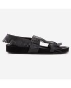 Sandales en Cuir à franges noires