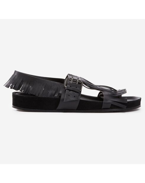 Sandales en Cuir à franges noires