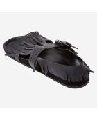 Sandales en Cuir à franges noires