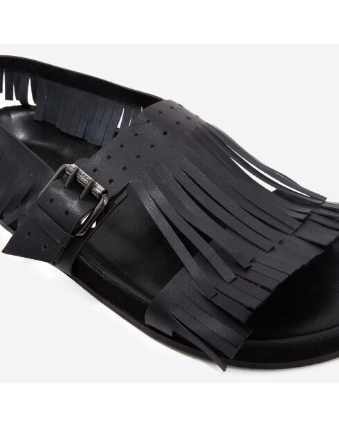 Sandales en Cuir à franges noires
