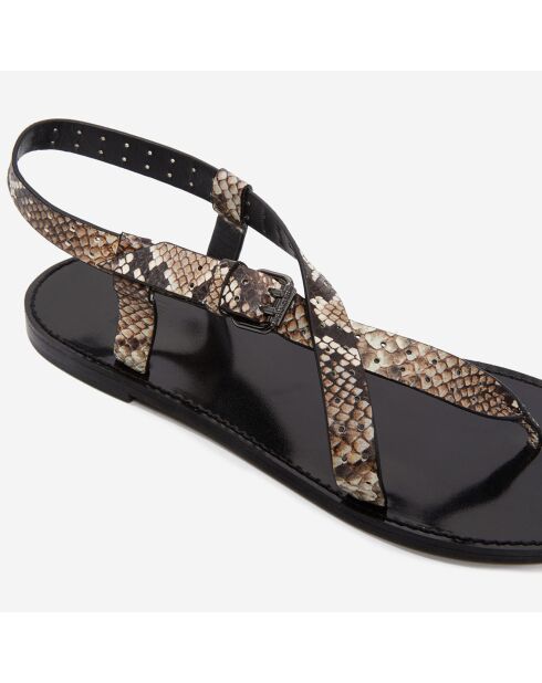 Sandales plates en Cuir python beiges
