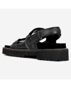 Sandales plates en Cuir avec chaîne et clous noires