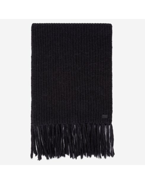 Echarpe en mélange de laine décontractée noire - 36x196 cm
