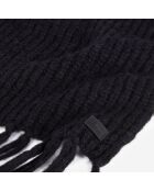 Echarpe en mélange de laine décontractée noire - 36x196 cm