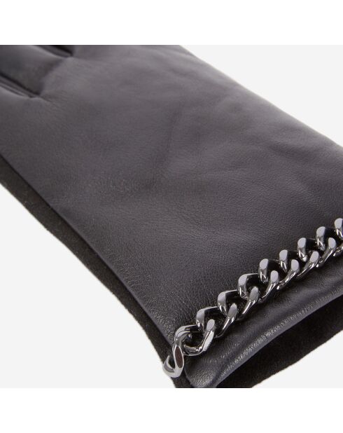 Gants en Cuir avec chaîne noirs