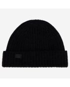 Bonnet en mélange de laine tricoté noir