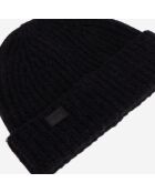 Bonnet en mélange de laine tricoté noir
