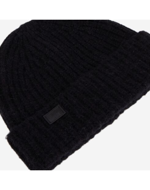 Bonnet en mélange de laine tricoté noir