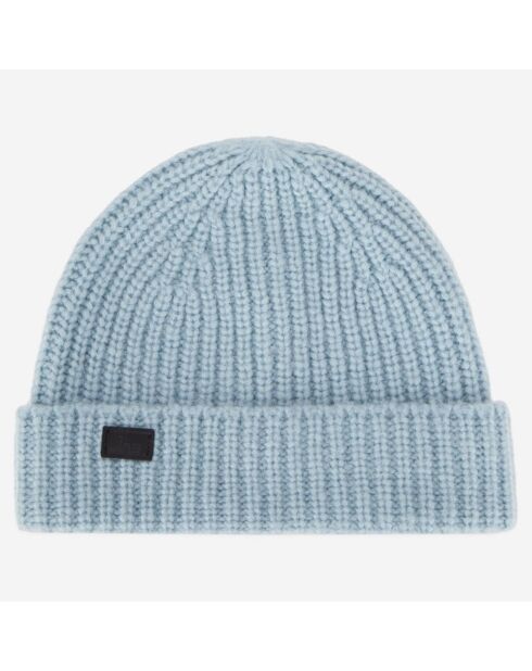 Bonnet en mélange de laine tricoté bleu