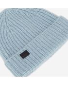 Bonnet en mélange de laine tricoté bleu