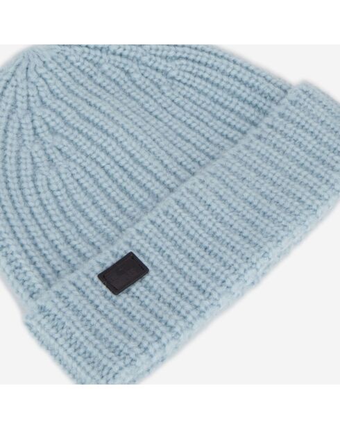 Bonnet en mélange de laine tricoté bleu