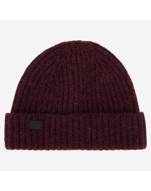 Bonnet en mélange de laine tricoté bordeaux