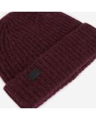 Bonnet en mélange de laine tricoté bordeaux