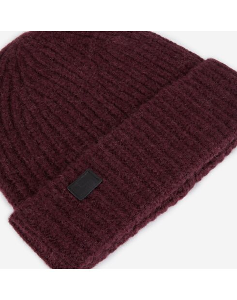 Bonnet en mélange de laine tricoté bordeaux