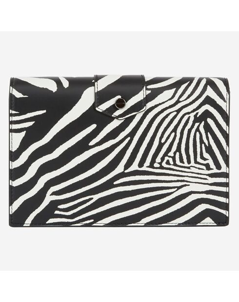 Pochette en Cuir bimatière Emily medium zèbre noire - 13x20.5x2.5 cm