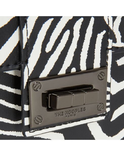 Pochette en Cuir bimatière Emily medium zèbre noire - 13x20.5x2.5 cm