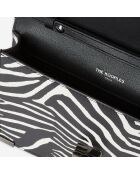 Pochette en Cuir bimatière Emily medium zèbre noire - 13x20.5x2.5 cm