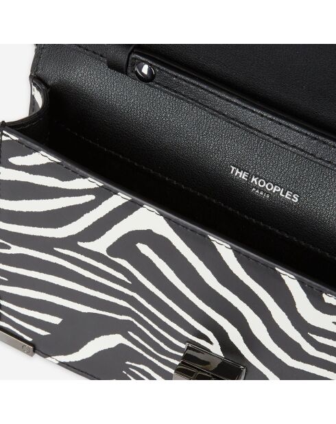 Pochette en Cuir bimatière Emily medium zèbre noire - 13x20.5x2.5 cm