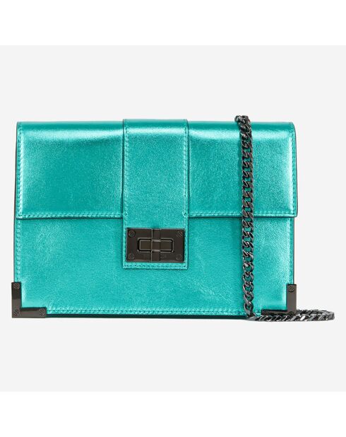 Pochette en Cuir Emily medium verte - 13x20.5x2.5 cm