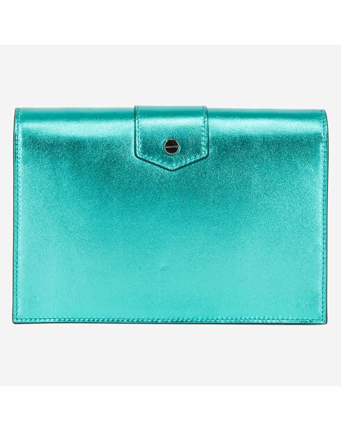 Pochette en Cuir Emily medium verte - 13x20.5x2.5 cm