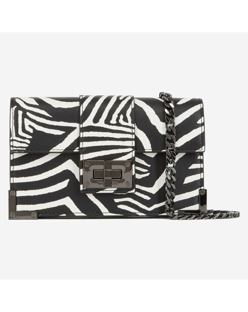 Pochette en Cuir bimatière Emily S zèbre noire - 10x16.5x2 cm