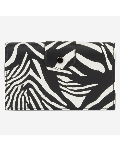 Pochette en Cuir bimatière Emily S zèbre noire - 10x16.5x2 cm