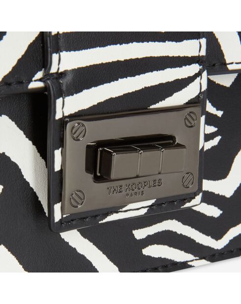 Pochette en Cuir bimatière Emily S zèbre noire - 10x16.5x2 cm