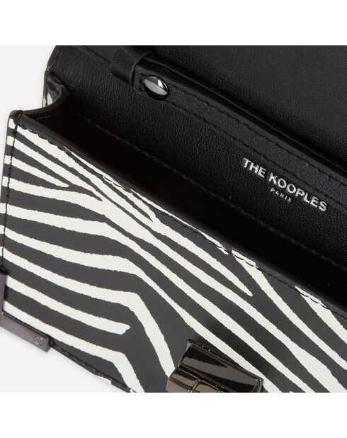 Pochette en Cuir bimatière Emily S zèbre noire - 10x16.5x2 cm