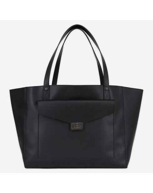 Cabas en Cuir Emily noir - 31x38x19 cm
