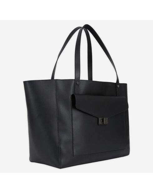 Cabas en Cuir Emily noir - 31x38x19 cm