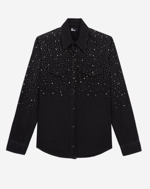 Chemise détails strass noire