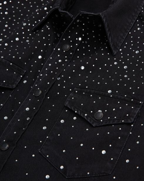 Chemise détails strass noire