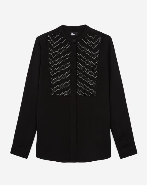 Chemise détails perles noire