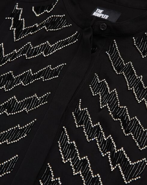 Chemise détails perles noire