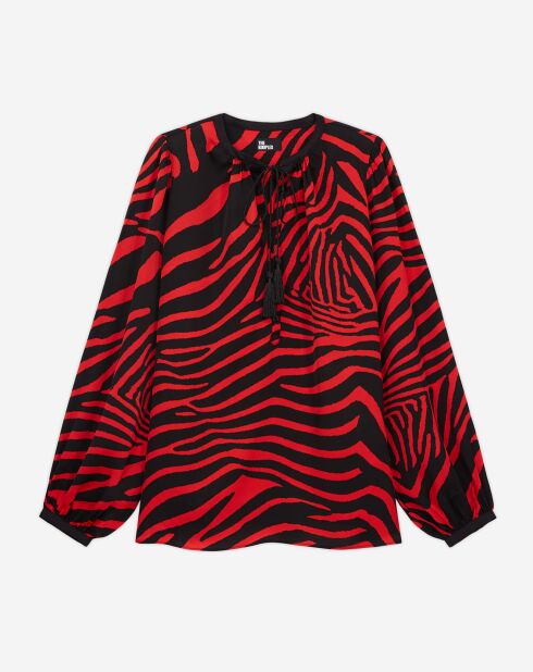 Chemisier imprimé zébré rouge