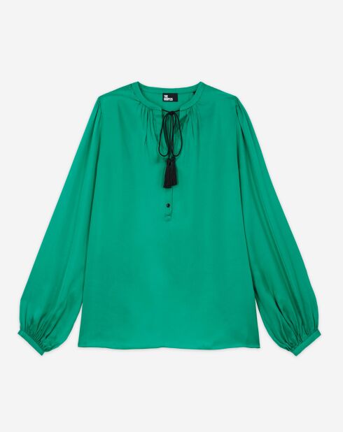 Chemise manches bouffantes verte